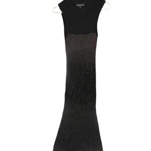Banana Republic Black Knit Dress Gold Metallic Sparkle Stripe Sleeveless Small